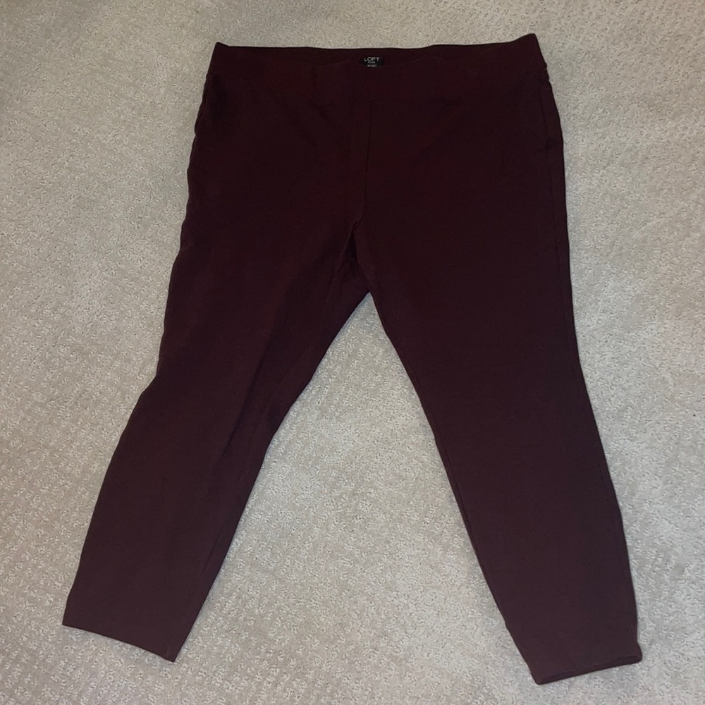 Loft Burgundy Heather Ponte Leggings
